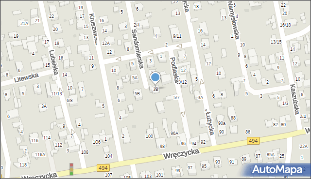 Częstochowa, Oświęcimska, 3B, mapa Częstochowy
