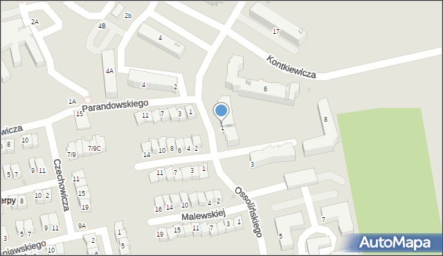 Częstochowa, Ossolińskiego Józefa Maksymiliana, 1, mapa Częstochowy