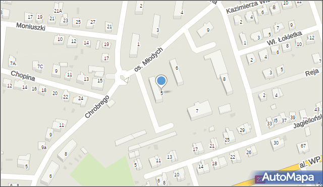 Człuchów, Osiedle Młodych, 5, mapa Człuchów