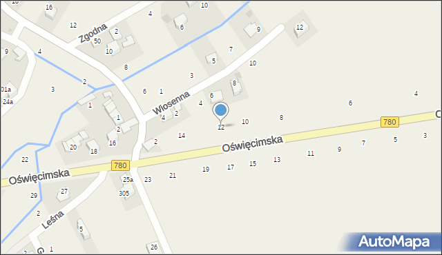 Czułówek, Oświęcimska, 12, mapa Czułówek