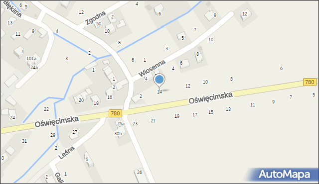 Czułówek, Oświęcimska, 14, mapa Czułówek