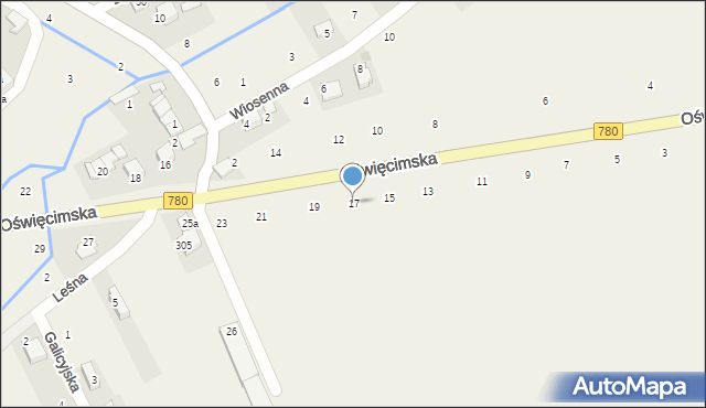 Czułówek, Oświęcimska, 17, mapa Czułówek