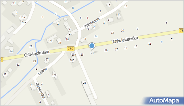 Czułówek, Oświęcimska, 21, mapa Czułówek