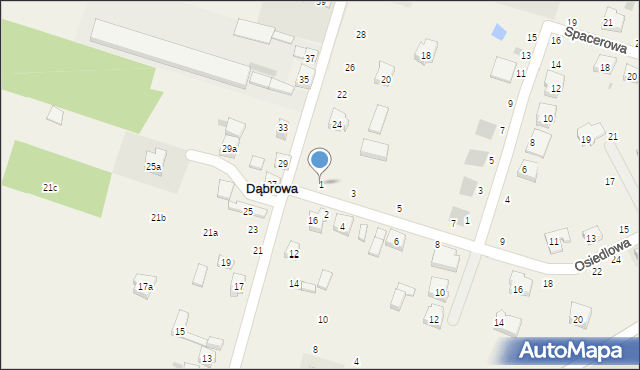 Dąbrowa, Osiedlowa, 1, mapa Dąbrowa