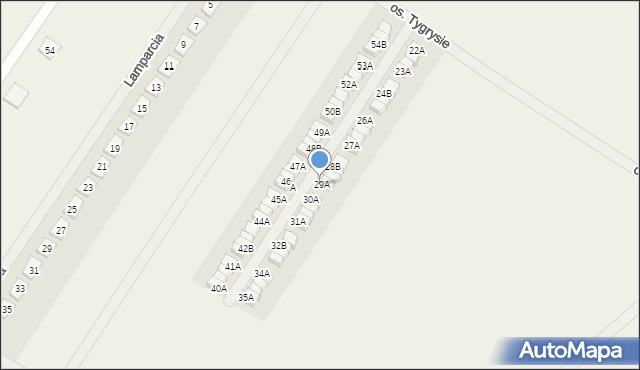 Dachowa, Osiedle Tygrysie, 29A, mapa Dachowa