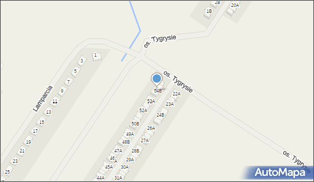 Dachowa, Osiedle Tygrysie, 54B, mapa Dachowa