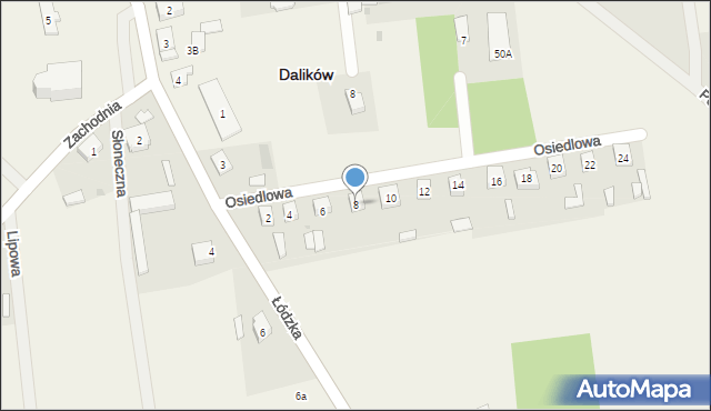 Dalików, Osiedlowa, 8, mapa Dalików