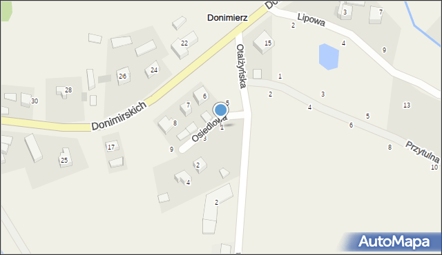 Donimierz, Osiedlowa, 1, mapa Donimierz