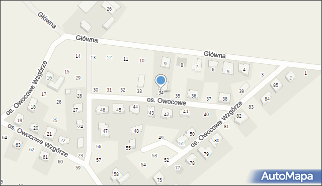 Dziećmierowo, Osiedle Owocowe Wzgórze, 34, mapa Dziećmierowo