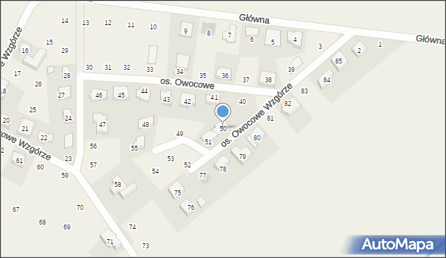 Dziećmierowo, Osiedle Owocowe Wzgórze, 50, mapa Dziećmierowo