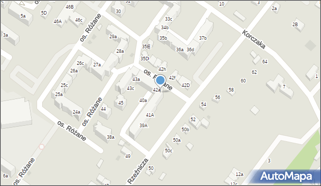 Dzierżoniów, Osiedle Różane, 42b, mapa Dzierżoniów