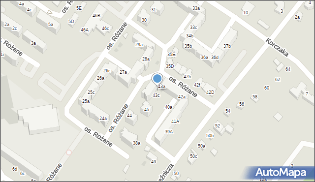 Dzierżoniów, Osiedle Różane, 43b, mapa Dzierżoniów