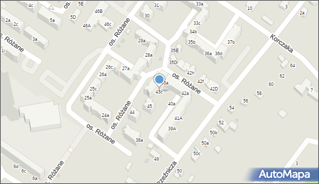 Dzierżoniów, Osiedle Różane, 43c, mapa Dzierżoniów