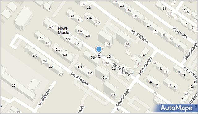 Dzierżoniów, Osiedle Różane, 52, mapa Dzierżoniów