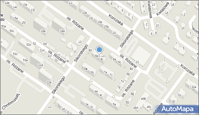 Dzierżoniów, Osiedle Różane, 8b, mapa Dzierżoniów