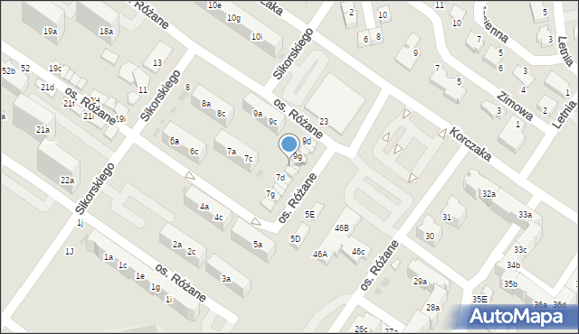 Dzierżoniów, Osiedle Różane, 9i, mapa Dzierżoniów