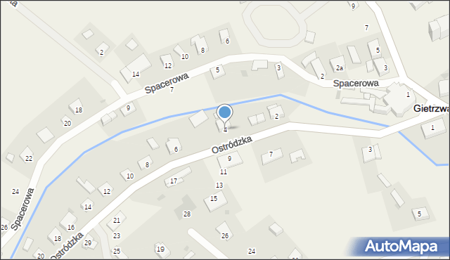 Gietrzwałd, Ostródzka, 4, mapa Gietrzwałd