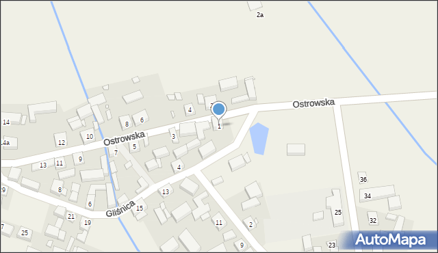 Gliśnica, Ostrowska, 1, mapa Gliśnica
