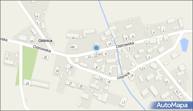 Gliśnica, Ostrowska, 11, mapa Gliśnica