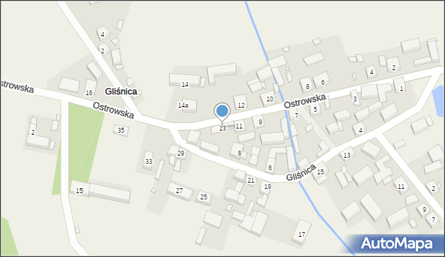 Gliśnica, Ostrowska, 13, mapa Gliśnica