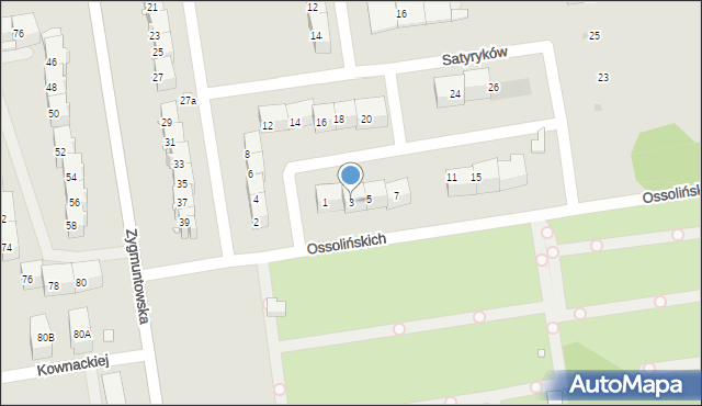 Gliwice, Ossolińskich, 3, mapa Gliwic