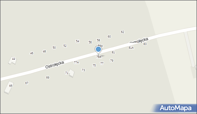 Głowno, Ostrołęcka, 79A, mapa Głowno