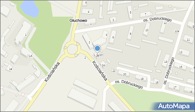 Głuchowo, Osiedle Dobruckiego Kazimierza, 26, mapa Głuchowo
