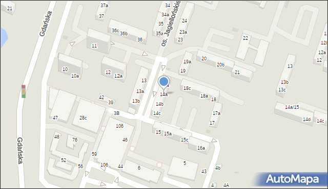 Gniezno, Osiedle Jagiellońskie, 14a, mapa Gniezna