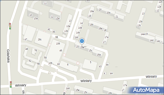 Gniezno, Osiedle Jagiellońskie, 15a, mapa Gniezna