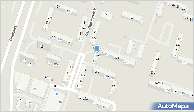 Gniezno, Osiedle Jagiellońskie, 19a, mapa Gniezna