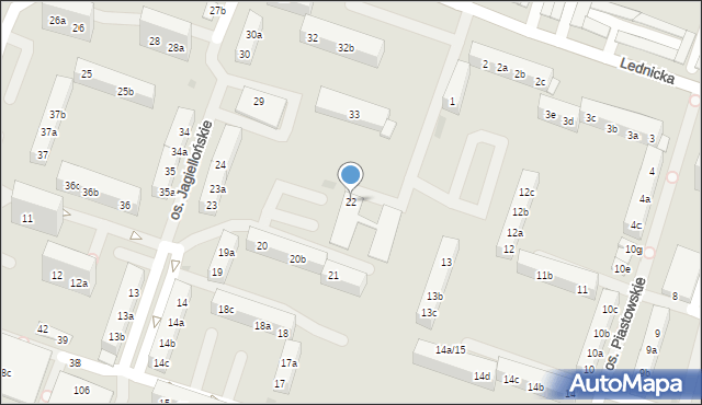 Gniezno, Osiedle Jagiellońskie, 22, mapa Gniezna