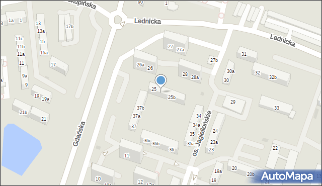 Gniezno, Osiedle Jagiellońskie, 25a, mapa Gniezna