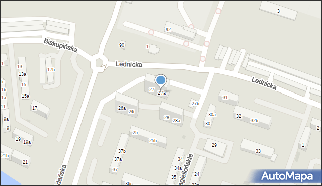 Gniezno, Osiedle Jagiellońskie, 27a, mapa Gniezna