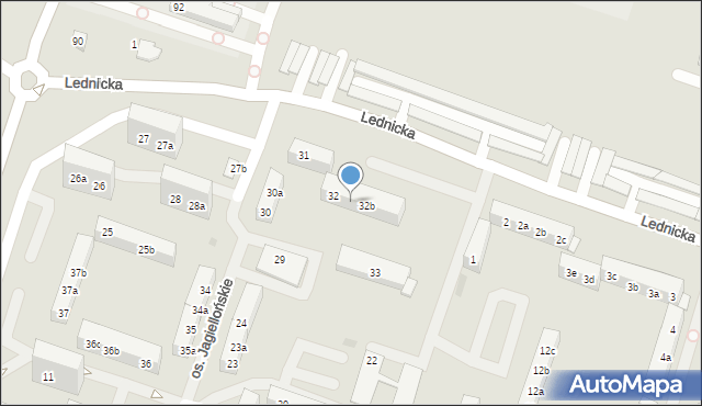 Gniezno, Osiedle Jagiellońskie, 32a, mapa Gniezna