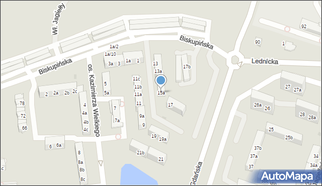 Gniezno, Osiedle Kazimierza Wielkiego, 15a, mapa Gniezna