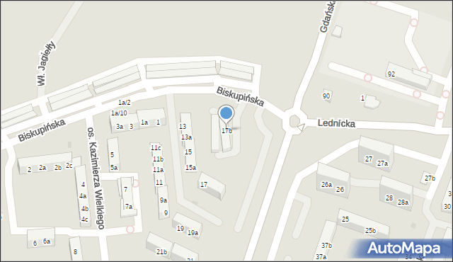 Gniezno, Osiedle Kazimierza Wielkiego, 17b, mapa Gniezna