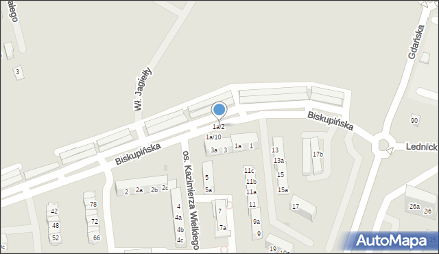 Gniezno, Osiedle Kazimierza Wielkiego, 1a/2, mapa Gniezna