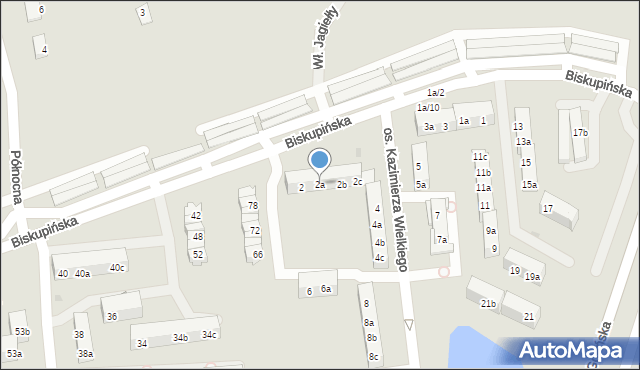 Gniezno, Osiedle Kazimierza Wielkiego, 2a, mapa Gniezna