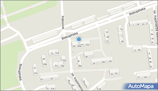 Gniezno, Osiedle Kazimierza Wielkiego, 40a, mapa Gniezna