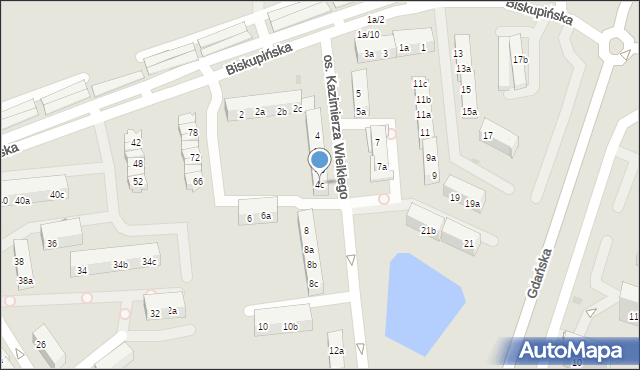 Gniezno, Osiedle Kazimierza Wielkiego, 4c, mapa Gniezna