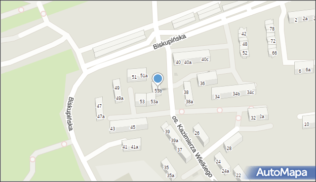 Gniezno, Osiedle Kazimierza Wielkiego, 53b, mapa Gniezna