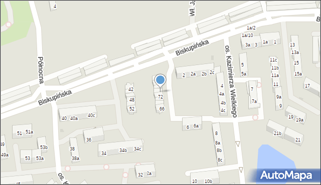 Gniezno, Osiedle Kazimierza Wielkiego, 74, mapa Gniezna