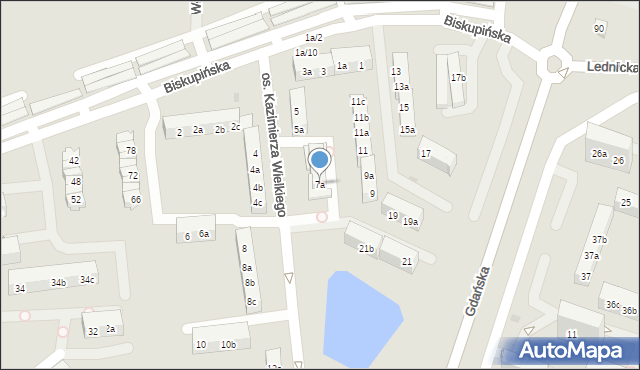 Gniezno, Osiedle Kazimierza Wielkiego, 7a, mapa Gniezna