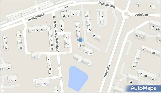 Gniezno, Osiedle Kazimierza Wielkiego, 9, mapa Gniezna