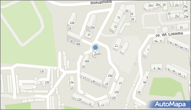 Gniezno, Osiedle Króla Władysława Łokietka, 17, mapa Gniezna