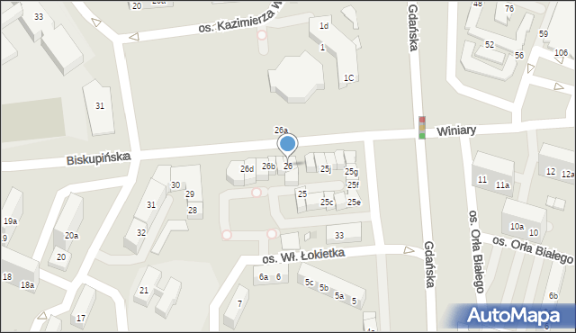 Gniezno, Osiedle Króla Władysława Łokietka, 26, mapa Gniezna