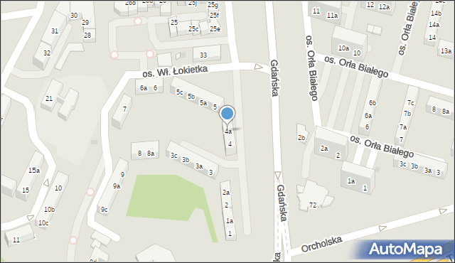 Gniezno, Osiedle Króla Władysława Łokietka, 4a, mapa Gniezna