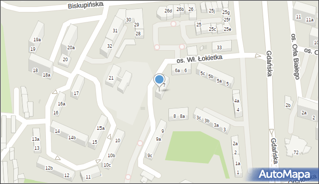 Gniezno, Osiedle Króla Władysława Łokietka, 7a, mapa Gniezna