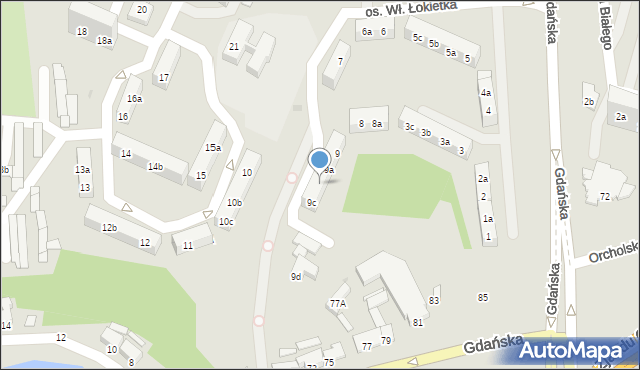 Gniezno, Osiedle Króla Władysława Łokietka, 9b, mapa Gniezna