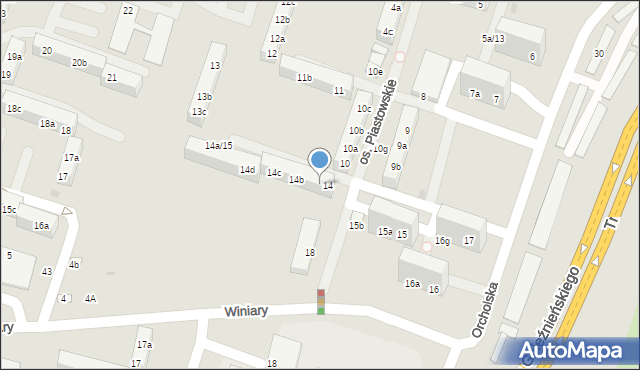 Gniezno, Osiedle Piastowskie, 14a, mapa Gniezna